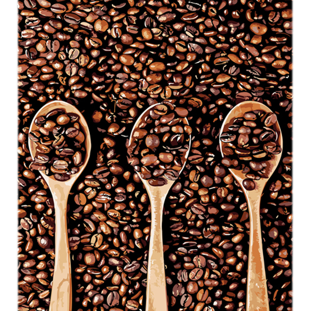 Фото, Відеоогляди картина за номерами strateg преміум кава у кожній ложечці з лаком та з рівнем розміром 30х40 см (ly31)