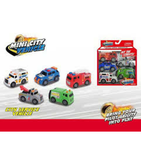 Набір машин MY 102 (48/2) 5 штук, пож, сміттєвоз, евак, поліція, швидка, в коробці