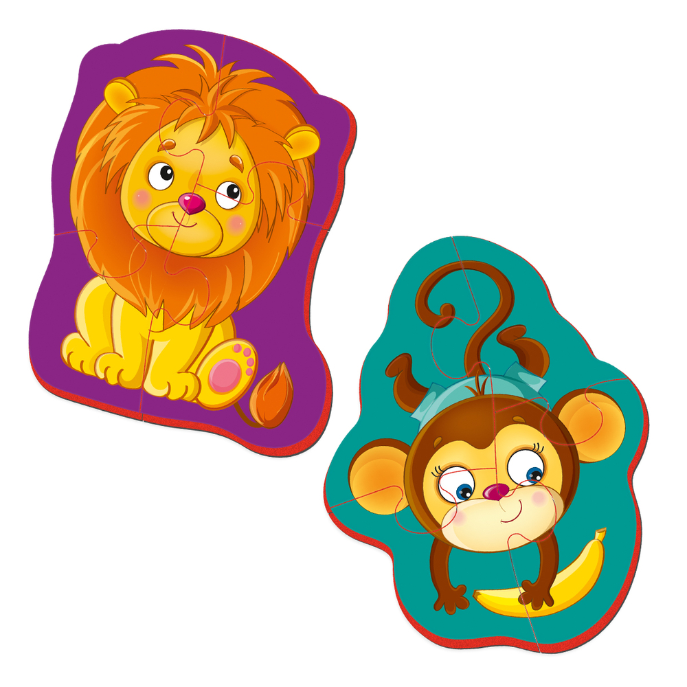 Фото, Видеообзоры магнітні бебі пазли «лев та мавпочка» vt3208-11