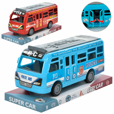 Автобус XY331-09P (120шт) інерц, 18см, двері що відкр, 2 види, в слюді