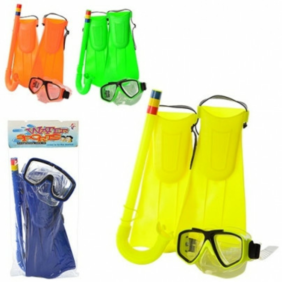 Набір для плавання M 0015 U / R (72шт) 2 види, маска, ласти, трубка, в кульку, 37-15см