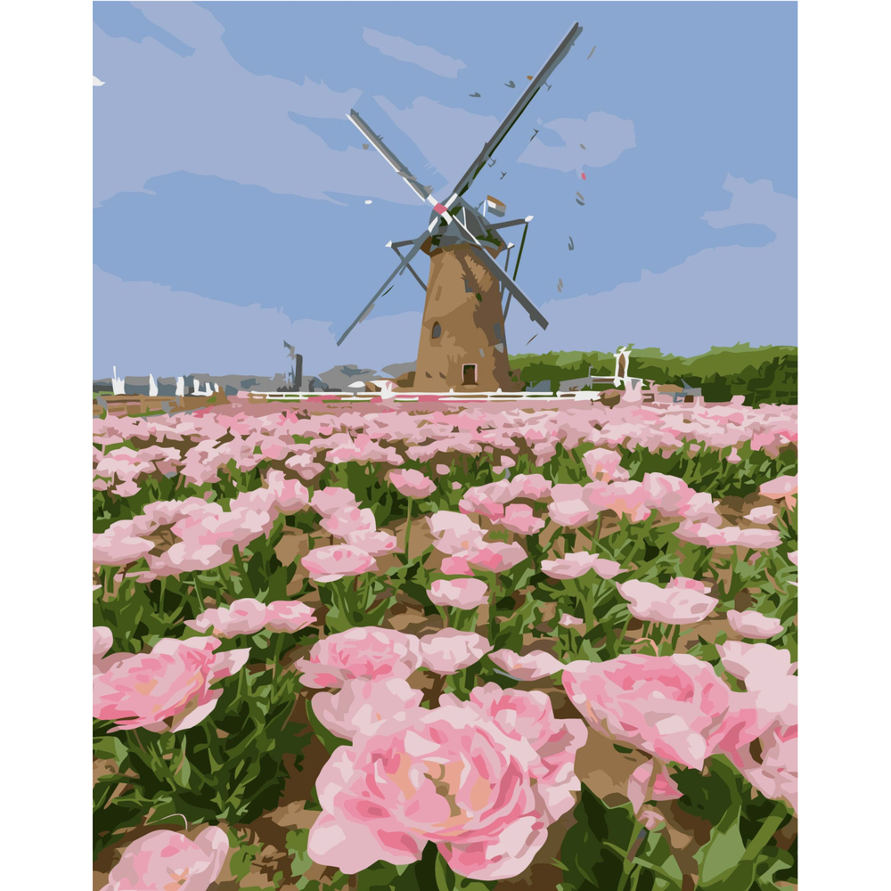 Фото, Відеоогляди картина за номерами strateg преміум млин серед поля з лаком розміром 40х50 см va-3333
