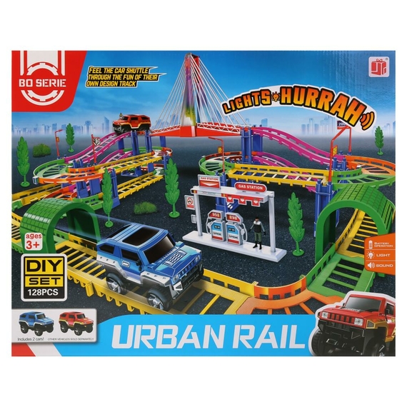 Трек 888-18 з машинками, батар., муз.,світ., в кор. 53*7,5*42