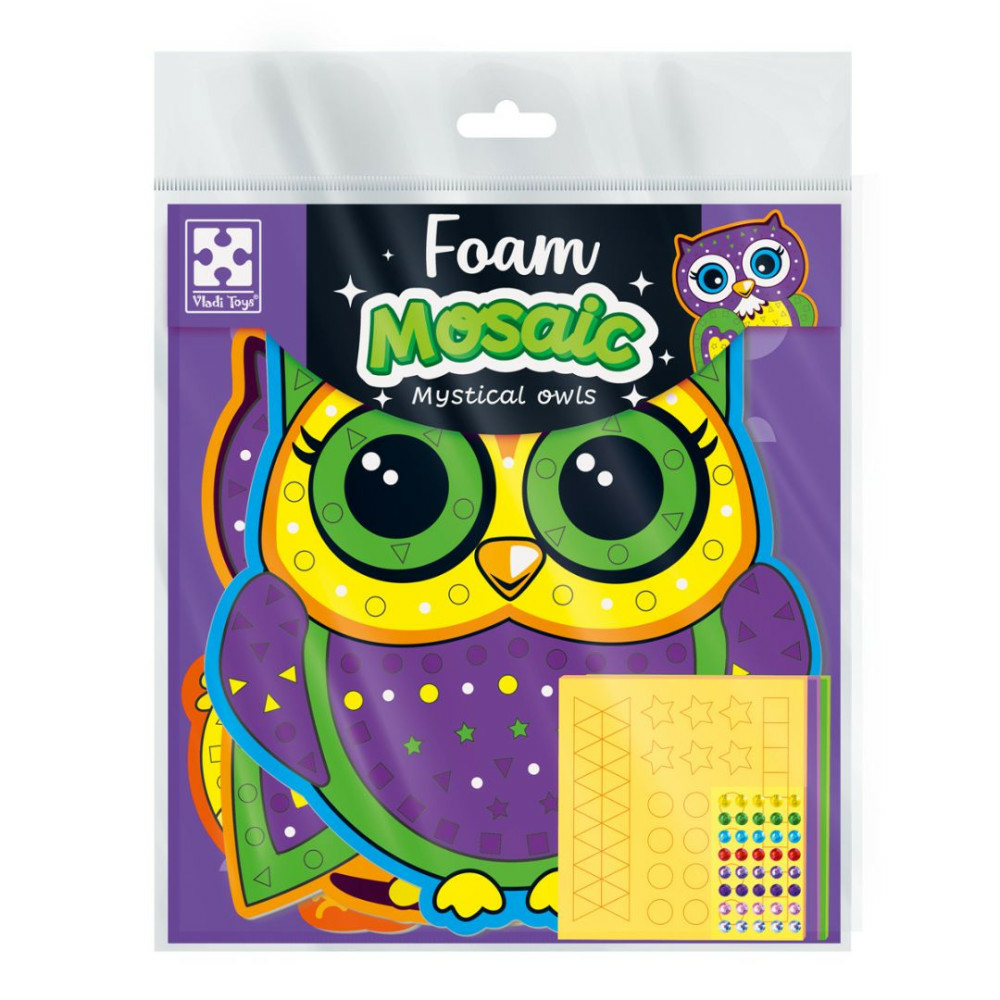 Фото, Видеообзоры набір для творчості vladi toys зі м'якою мозаїкою та стразами «містичні сови» vt4511-22