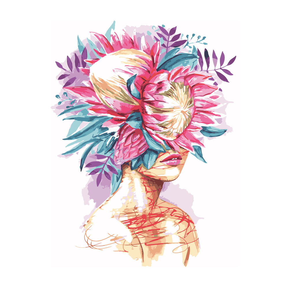 Фото, Відеоогляди картина за номерами strateg преміум дівчина з букетом з лаком розміром 40х50 см va-3029