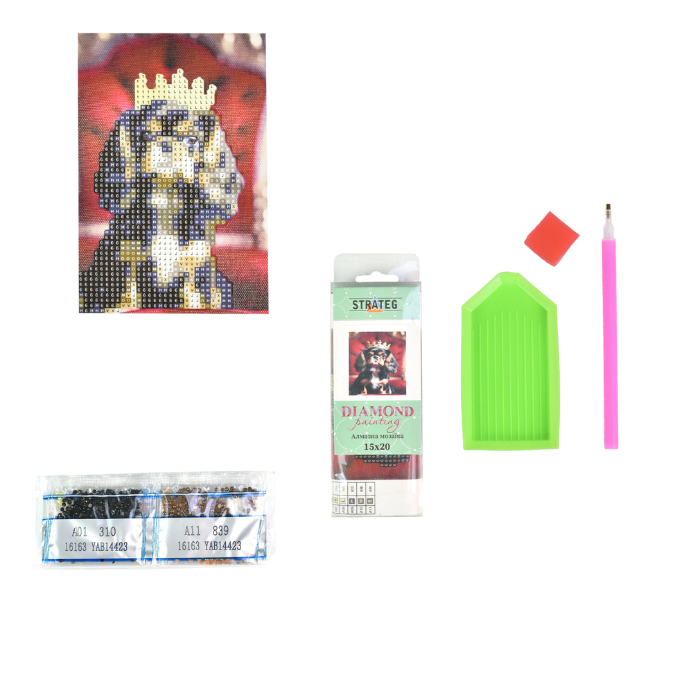 Фото, Видеообзоры алмазна мозаїка strateg преміум кавалер кінг-чарльз-спанієль без підрамника розміром 10х15 см (yab14423)