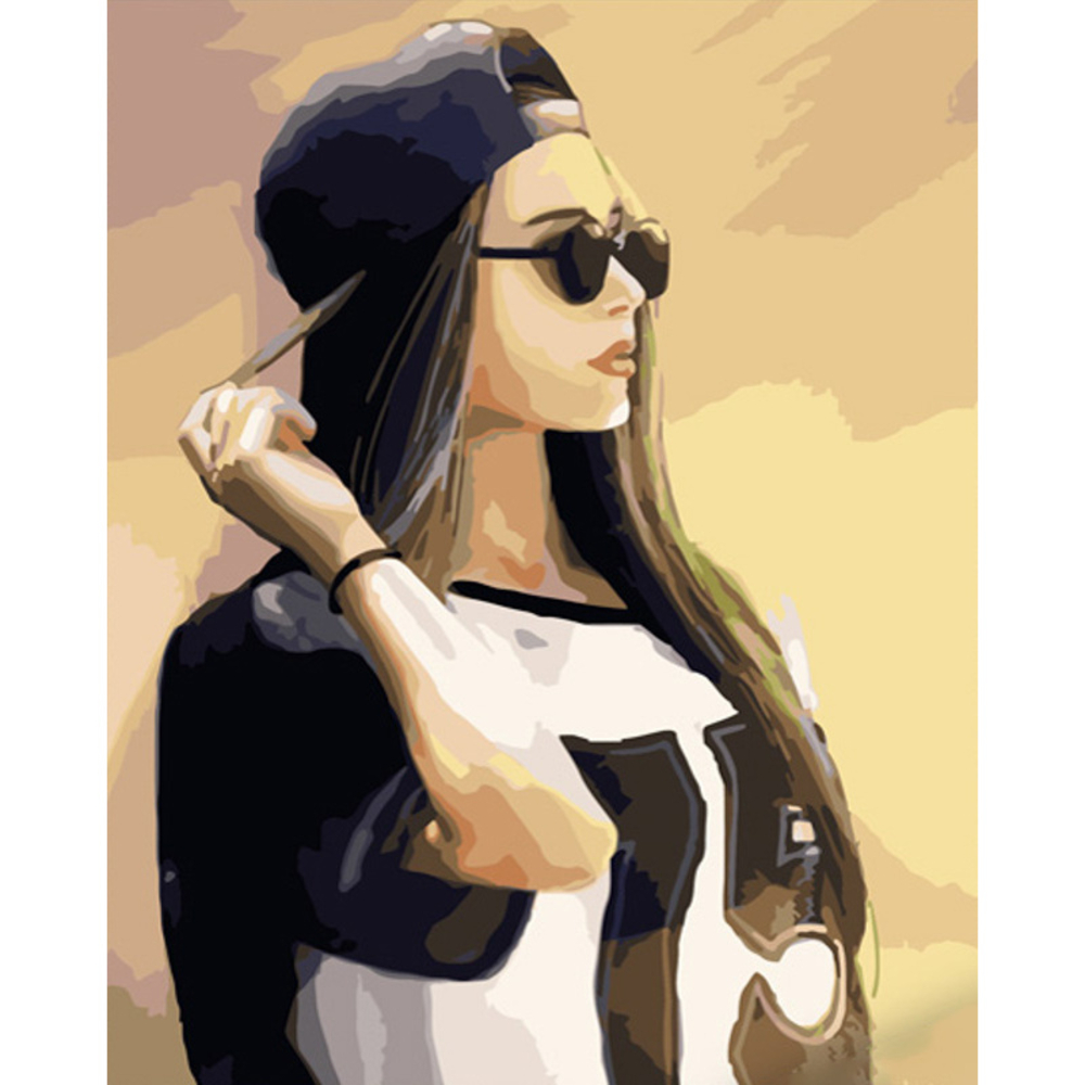 Фото, Видеообзоры картина за номерами strateg преміум дівчина на стилі розміром 40х50 см (gs595)