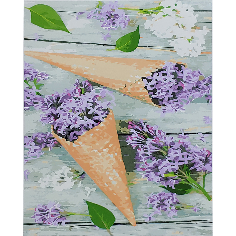 Фото, Відеоогляди картина за номерами strateg преміум ріжок із бузком з лаком розміром 40х50 см (sy6856)