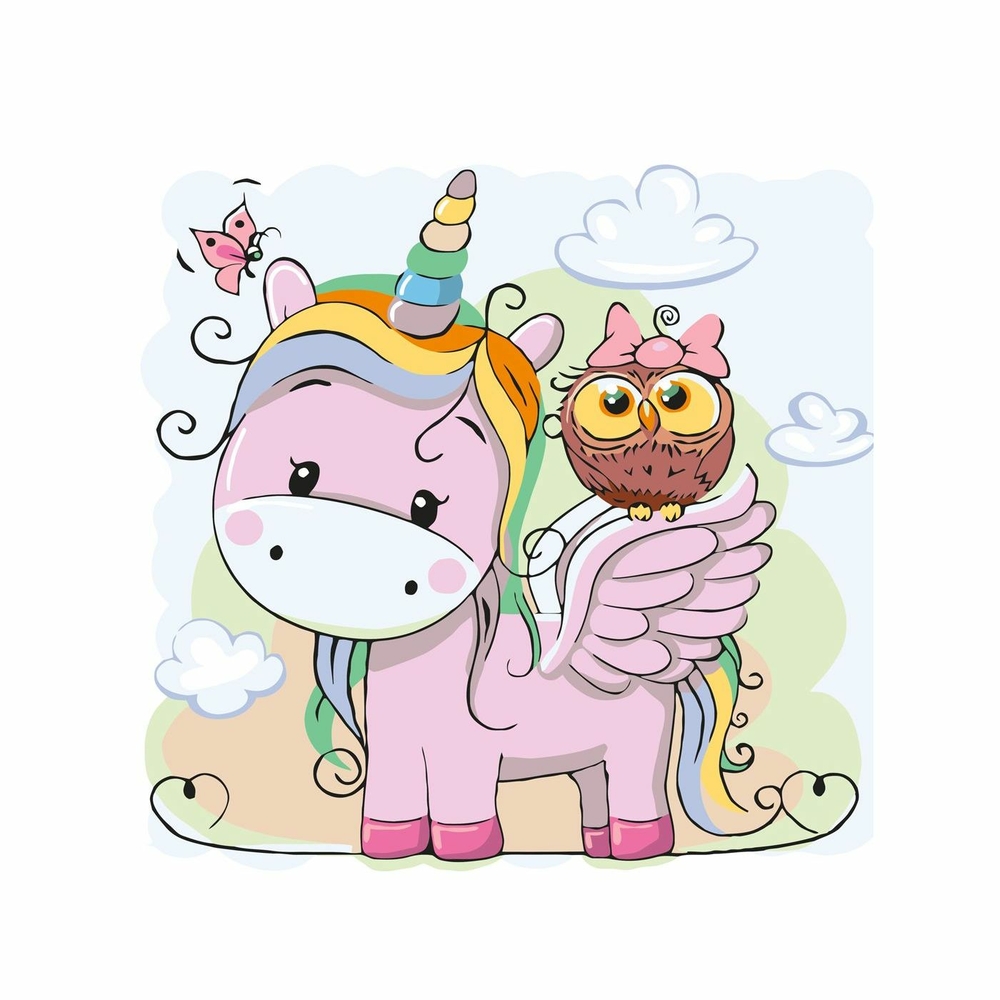 Фото, Відеоогляди картина за номерами strateg преміум єдиноріг із совою з лаком розміром 30х40 см sv-0100