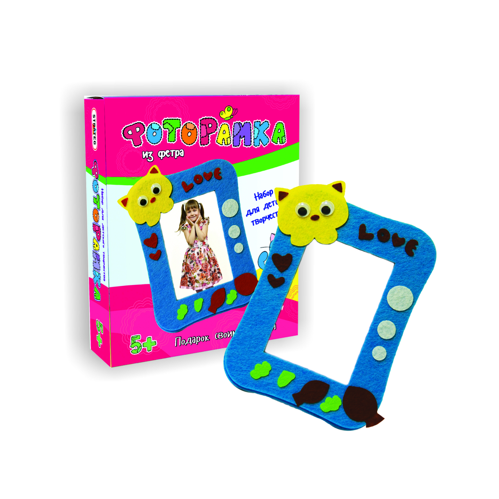 Фото, Відеоогляди набір для творчості strateg фоторамка з фетру котик російською мовою (306-4)