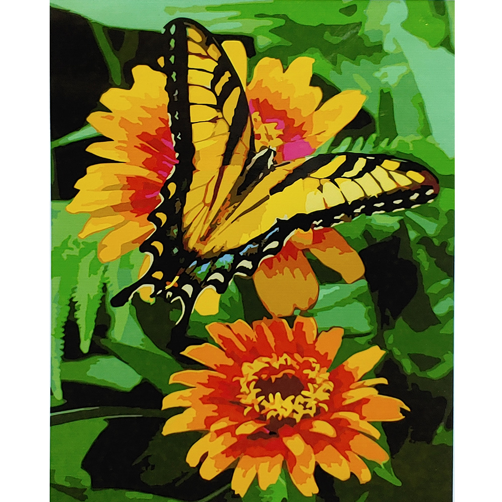 Фото, Відеоогляди картина за номерами strateg преміум метелик на цинії з лаком розміром 40х50 см (sy6911)