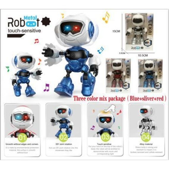 Мини-металлический робот с сенсорным светом и музыкой 77101
