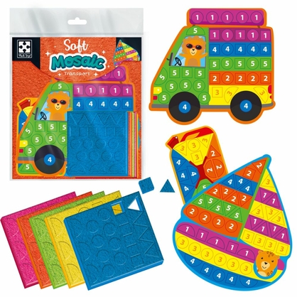 Фото, Видеообзоры набір для творчості vladi toys зі плюшевою мозаїкою «транспорт» vt4511-19