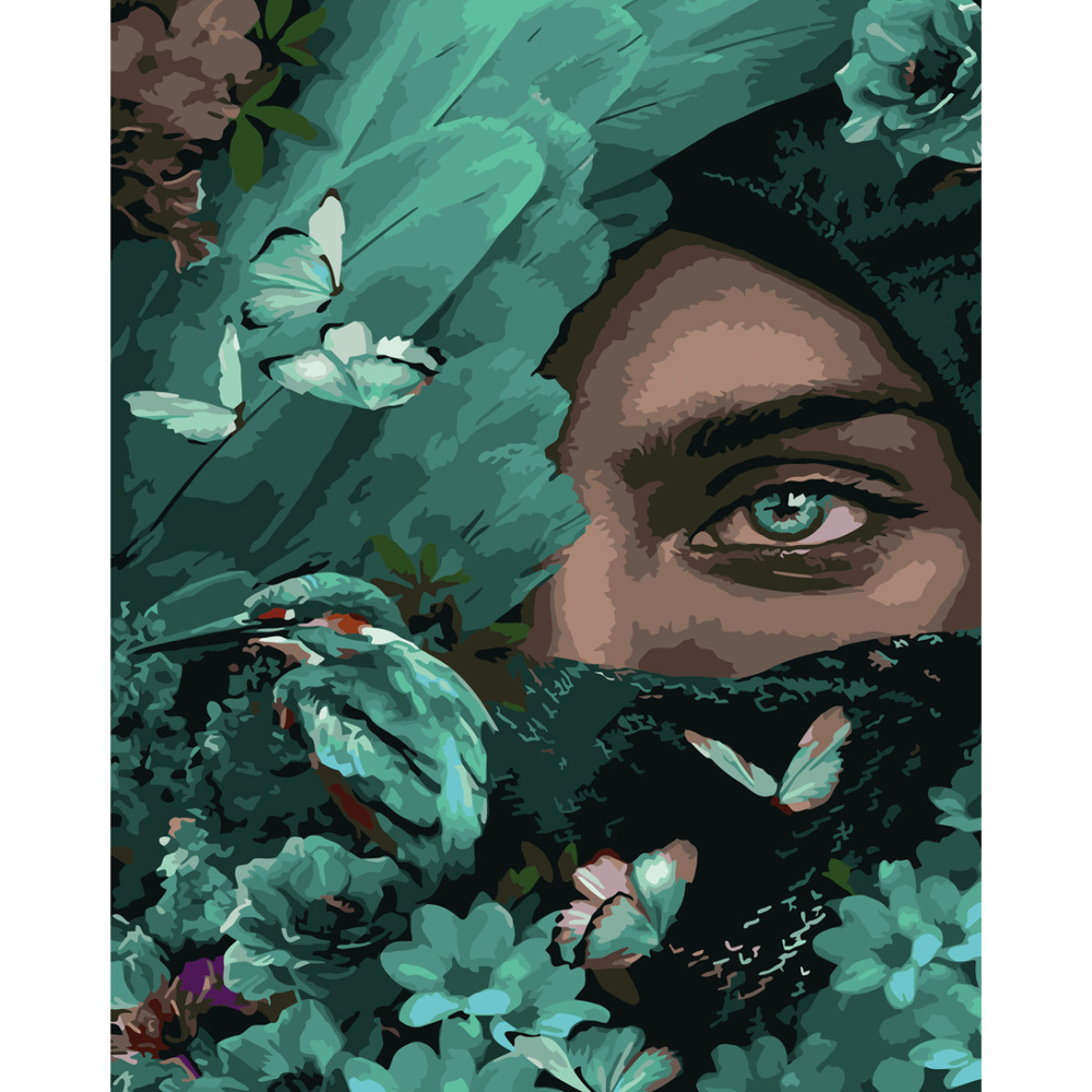 Фото, Відеоогляди картина за номерами strateg преміум відтінки зеленого з лаком розміром 40х50 см (sy6719)