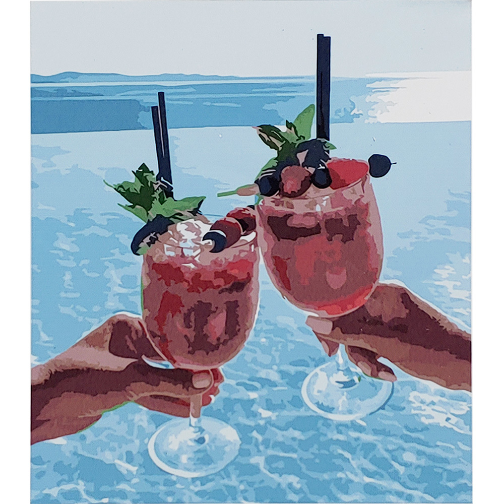 Фото, Відеоогляди картина за номерами strateg преміум коктейлі на відпочинку з лаком розміром 30х40 см (ss-6534)