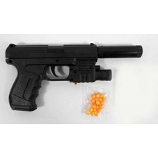 Пістолет 041G (801231) (480шт / 2) батар., Глушник, лазер, в пакеті 18 * 9см