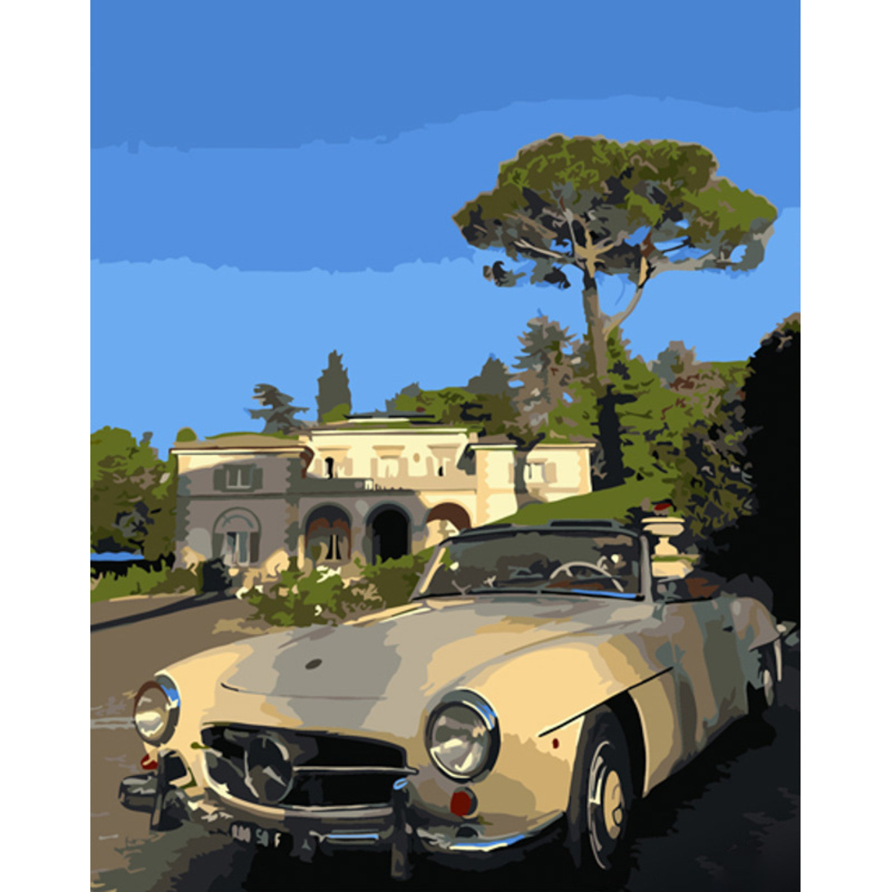 Фото, Відеоогляди картина за номерами strateg преміум ретро авто біля маєтку розміром 40х50 см (gs1287)