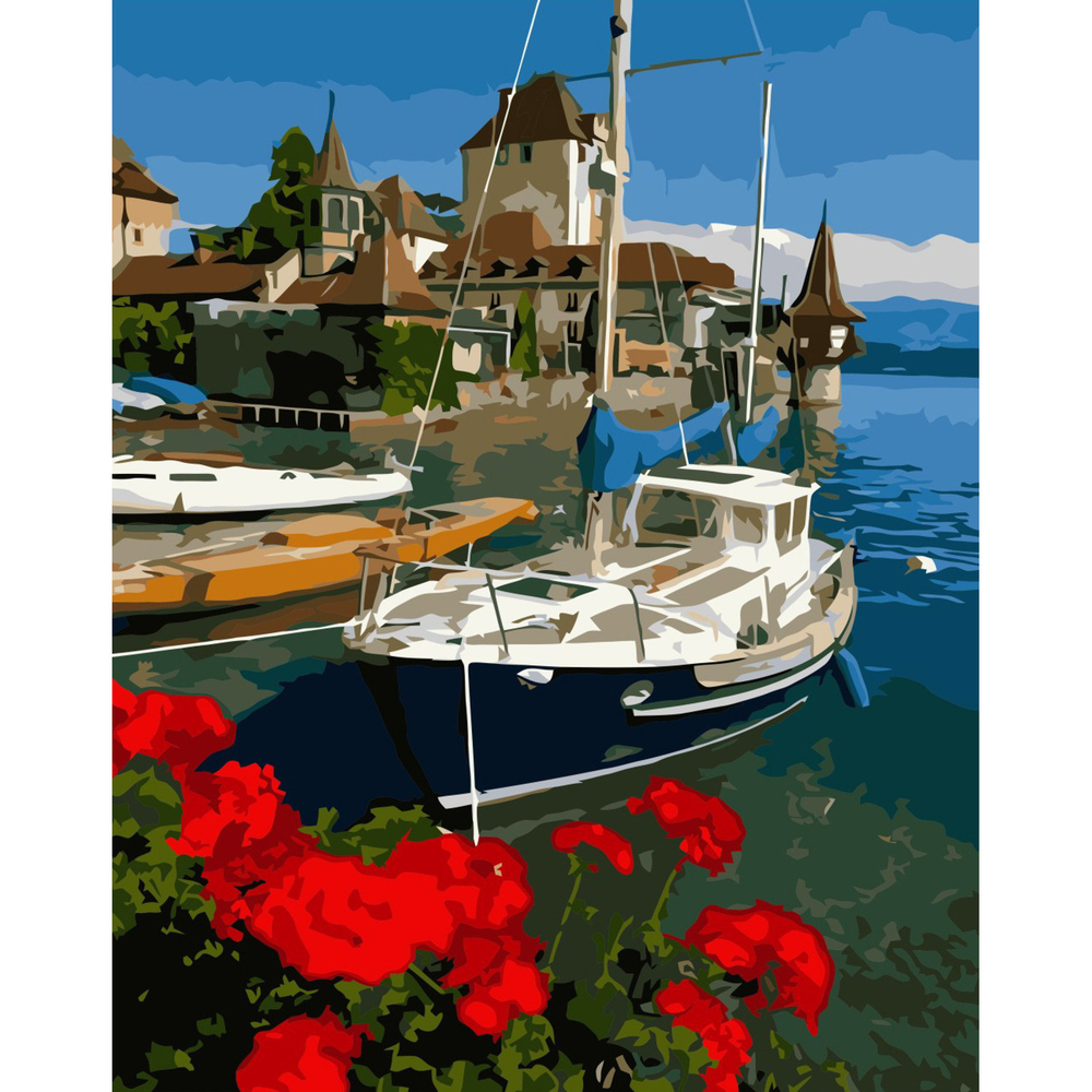 Фото, Відеоогляди картина за номерами strateg преміум яхта у греції з лаком розміром 40х50 см va-3356