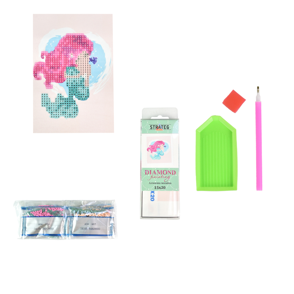 Фото, Відеоогляди алмазна мозаїка strateg преміум симпатична русалонька без підрамника розміром 10х15 см (yab28680)