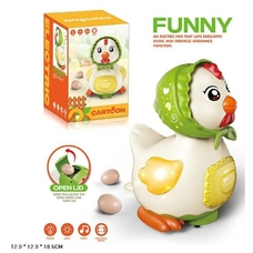 Муз. курочка М06А (48) 2 кольори, підсвічування, пісні англ, несе яйця, колесо віл ходу