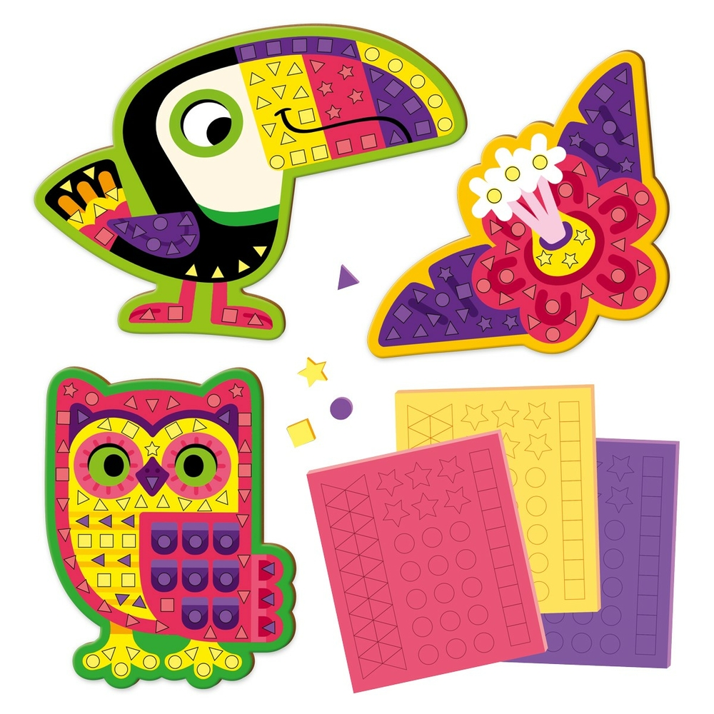 Фото, Видеообзоры набір для творчості м'яка мозаїка «птахи» vladi toys vt4511-09