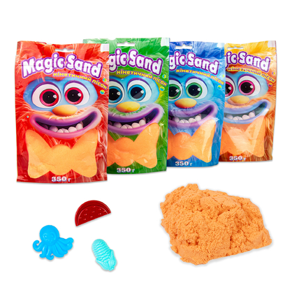 Фото, Видеообзоры кінетичний пісок strateg magic sand в пакеті 39402-7 помаранчевий, 0,350 кг