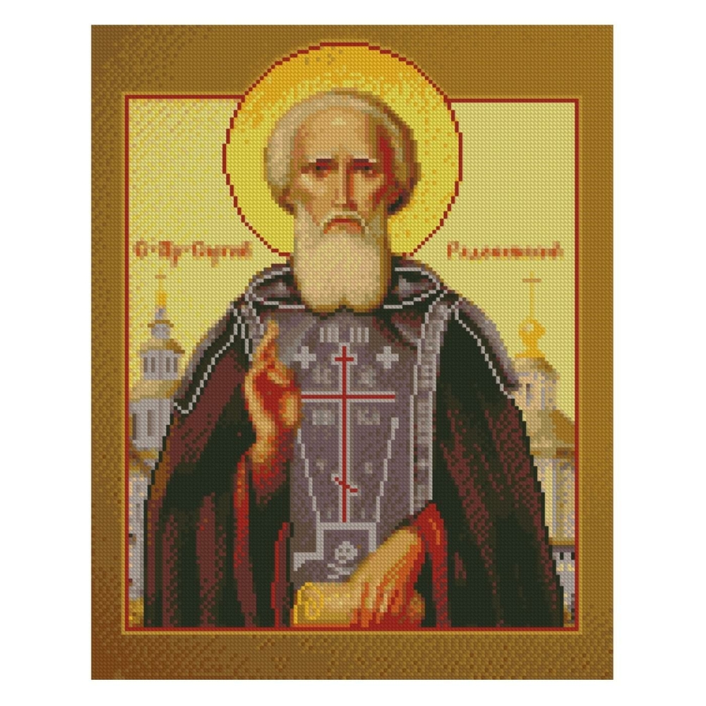Фото, Видеообзоры алмазна мозаїка strateg преміум ікона преподобний сергій радонезький 40х50 см fa40052