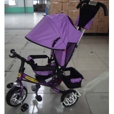 Велосипед трьохколісний BT-CT-0003 фіолетовий ручка,крыша,перед.кол.11