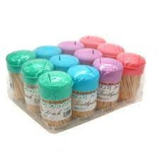 Зубочистки (Toothpick) №5227-3 200шт в круглій банці, 12шт в наборі 4 кол. (360)