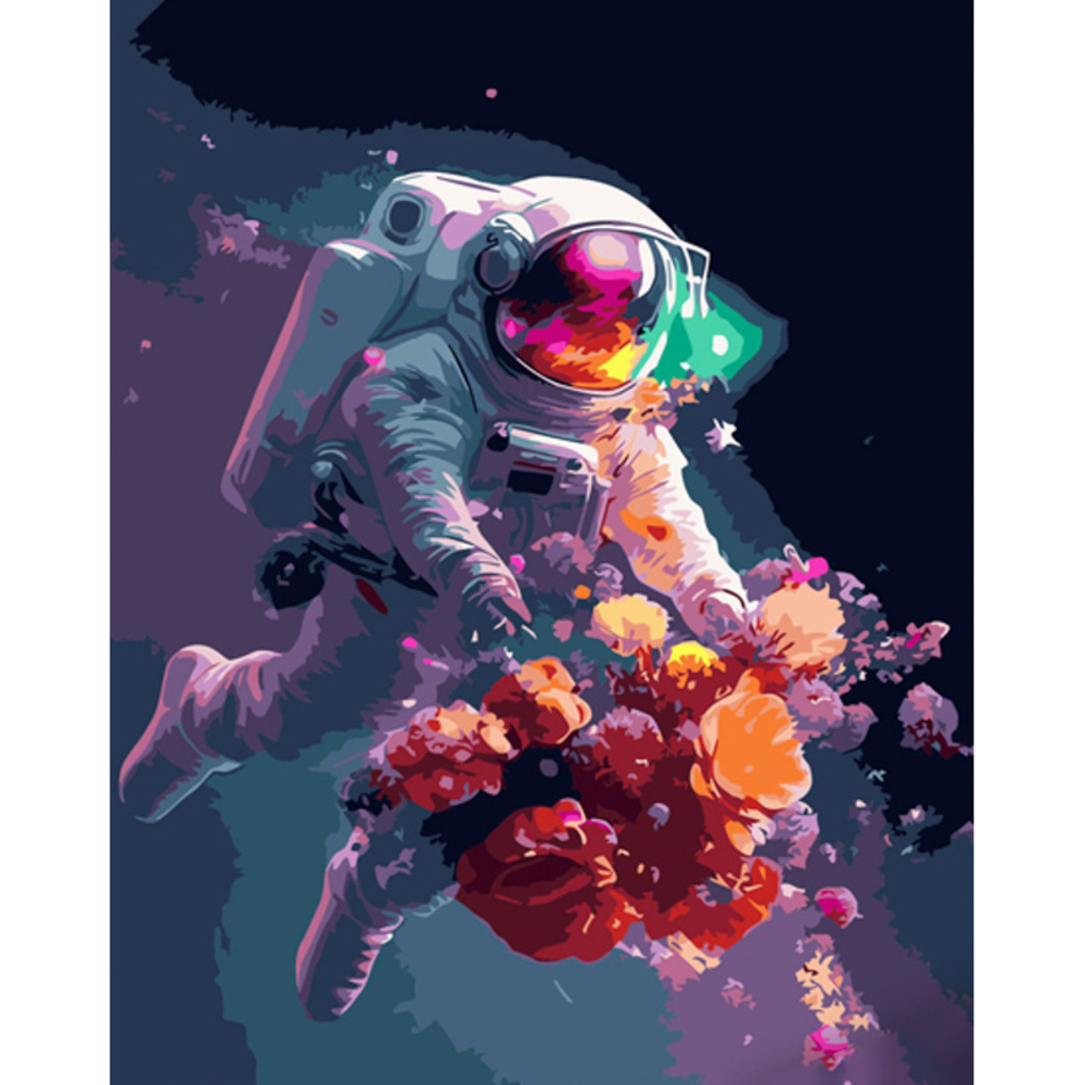 Фото, Відеоогляди картина за номерами strateg преміум космічний букет з лаком та з рівнем розміром 40х50 см (gs1465)