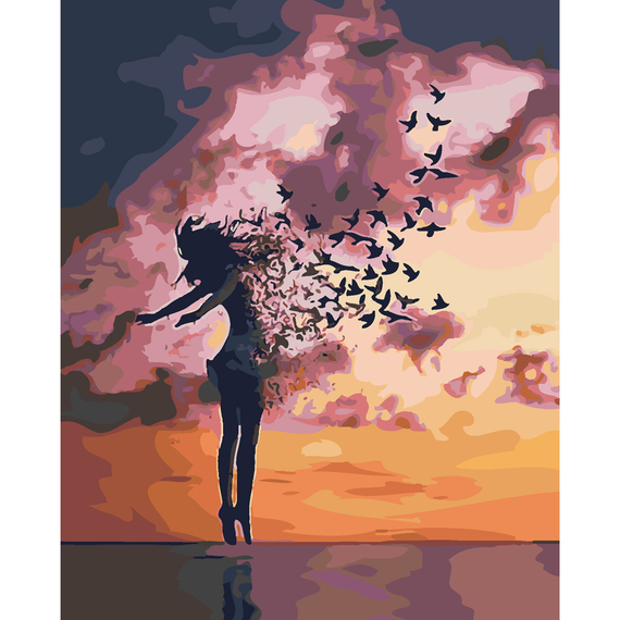 Картина за номерами Strateg ПРЕМІУМ Вільна душа з лаком розміром 40х50 см SY6307