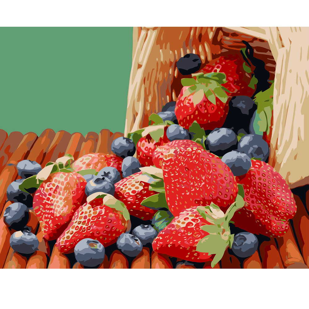 Фото, Відеоогляди картина за номерами strateg преміум лохина і полуниця з лаком розміром 40х50 см va-1133