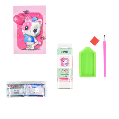 Фото, Відеоогляди алмазна мозаїка strateg преміум веселе кошеня з кулькою без підрамника розміром 10х15 см (yab28637)