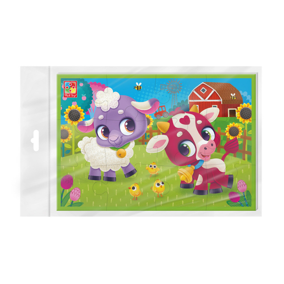 Гра розвиваюча Vladi Toys м'які пазли А5. Корівка та овечка. VT1104-23