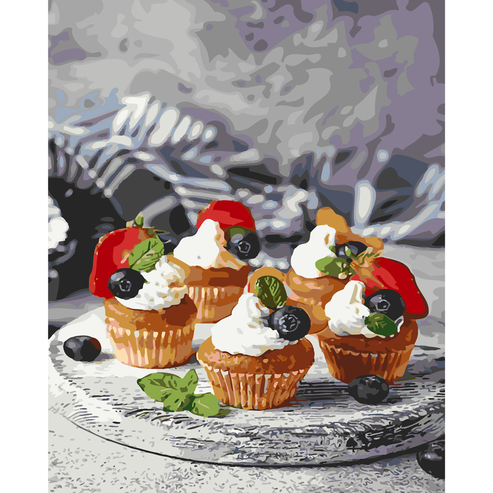 Фото, Відеоогляди картина за номерами strateg преміум кекси з чорницею 2 з лаком розміром 40х50 см sy6167