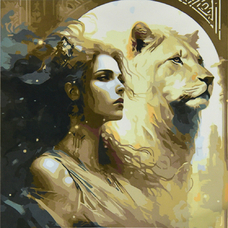 Картина за номерами Strateg   Львиця з дівчиною розміром 50х50 см (AA013)