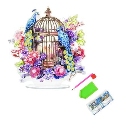 Фото, Видеообзоры алмазна мозаїка strateg преміум золота клітка на підставці розміром 25х25 см (yklz15227)