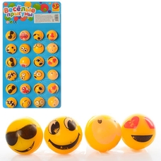 Пригуни MS 0917 (36шт) 3,5 см, каучук, смайл, 8 видов, 1 цвет, 24шт на листе, 18,5-34,5-3,5см