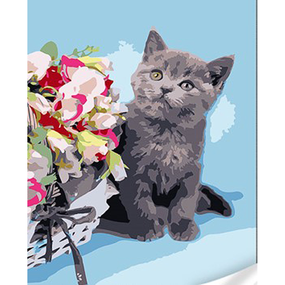 Фото, Видеообзоры картина за номерами strateg преміум котик в очікуванні з лаком та з рівнем розміром 30х40 см (ss1075)