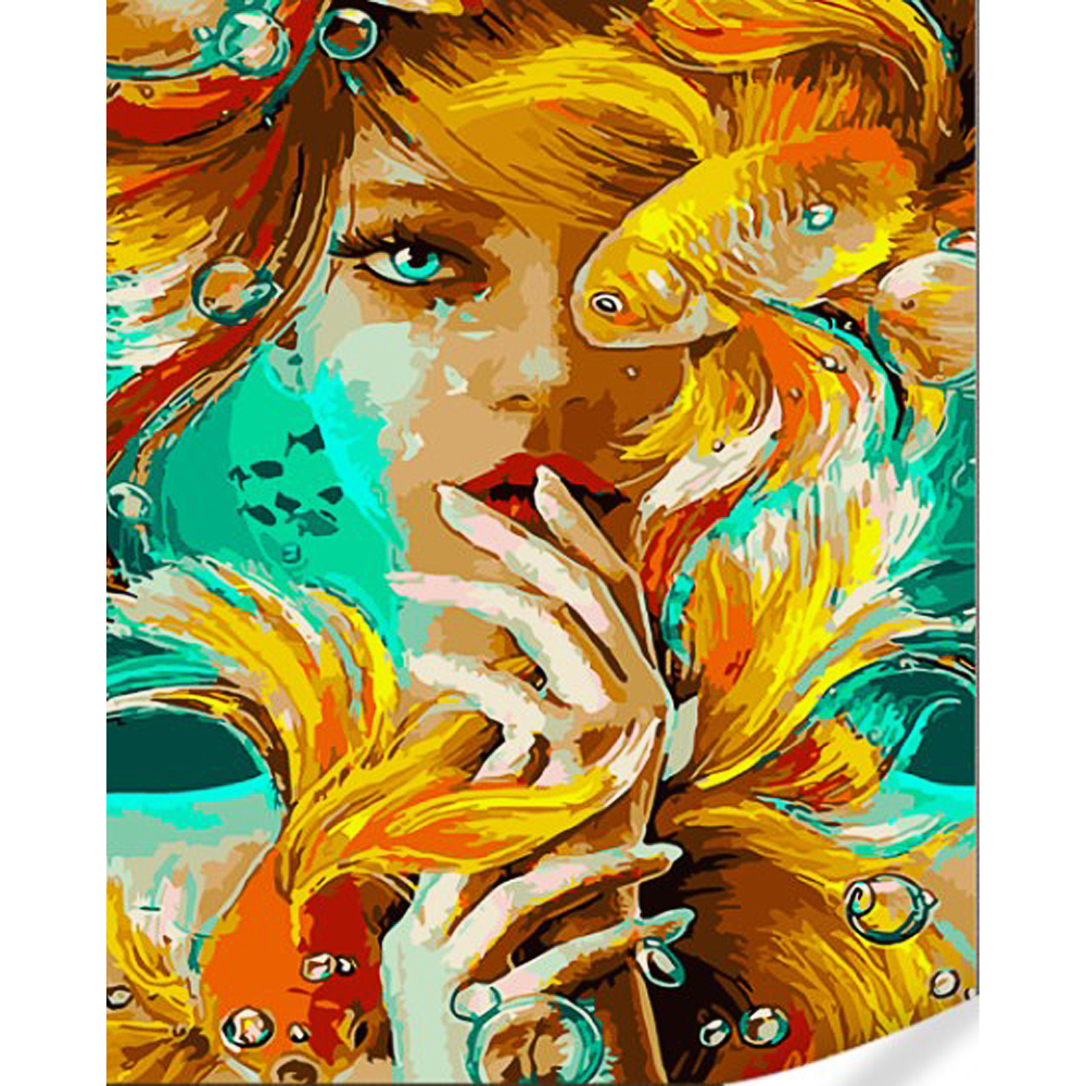 Фото, Відеоогляди картина за номерами strateg золота рибка на кольоровому фоні розміром 40х50 (gs1594)