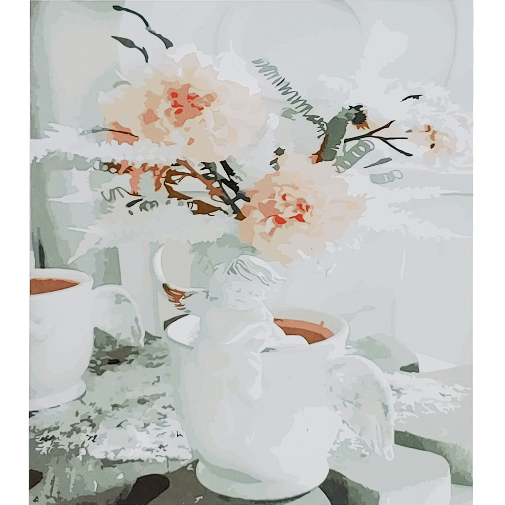 Фото, Видеообзоры картина за номерами strateg преміум чашки з ангелками з лаком розміром 30х40 см (ss-6629)