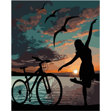 Картина за номерами Strateg ПРЕМІУМ Нічна велопрогулянка з лаком розміром 40х50 см VA-1837