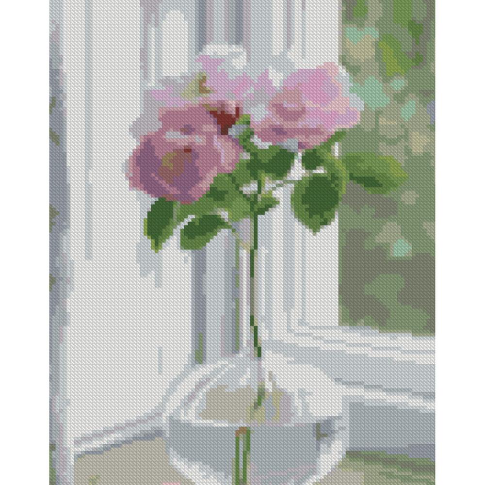 Фото, Відеоогляди алмазна мозаїка strateg преміум квітка на підвіконні розміром 30х40 см (hx512)