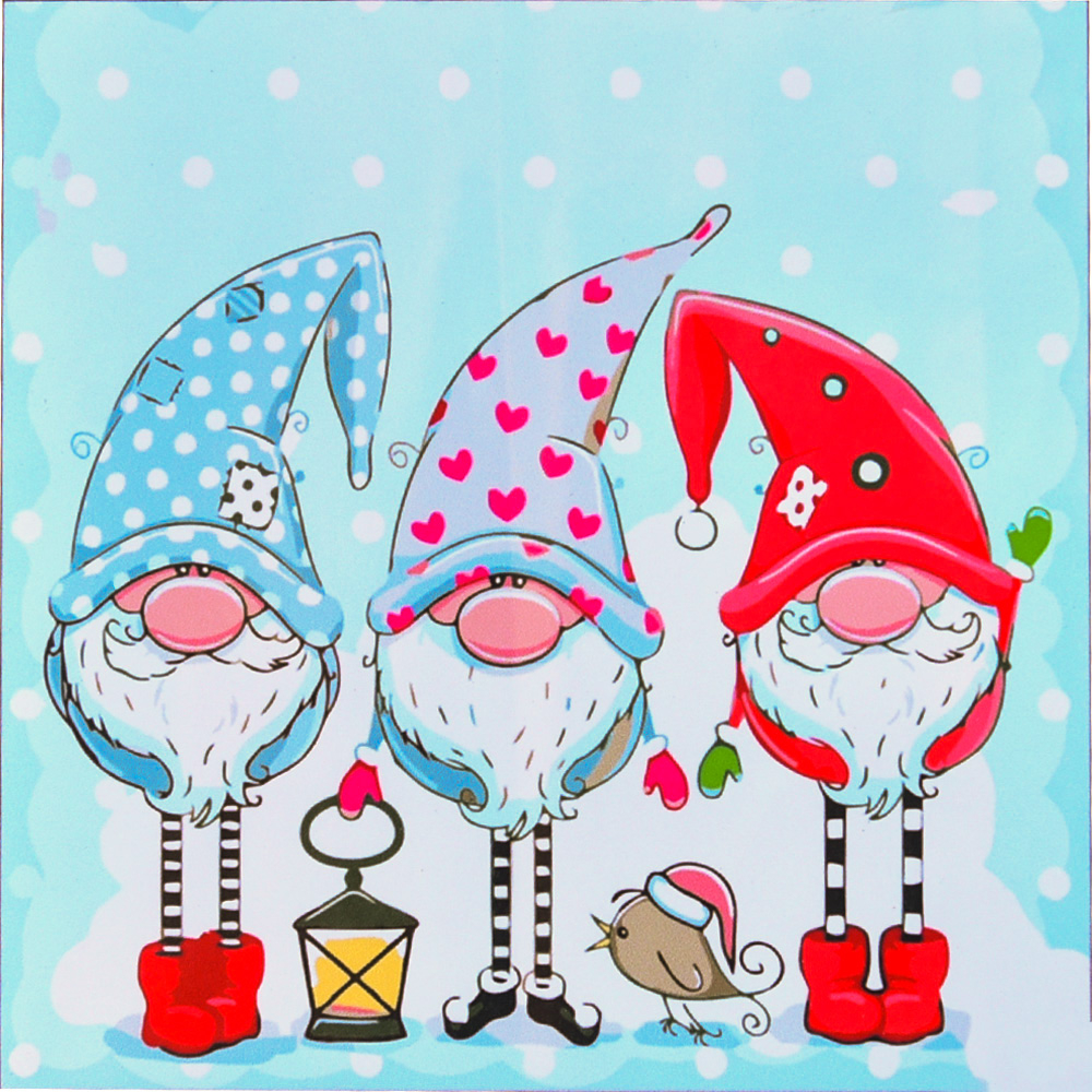 Фото, Відеоогляди картина за номерами strateg преміум новорічні гноми з лаком та з рівнем розміром  40х40 см(sk054)