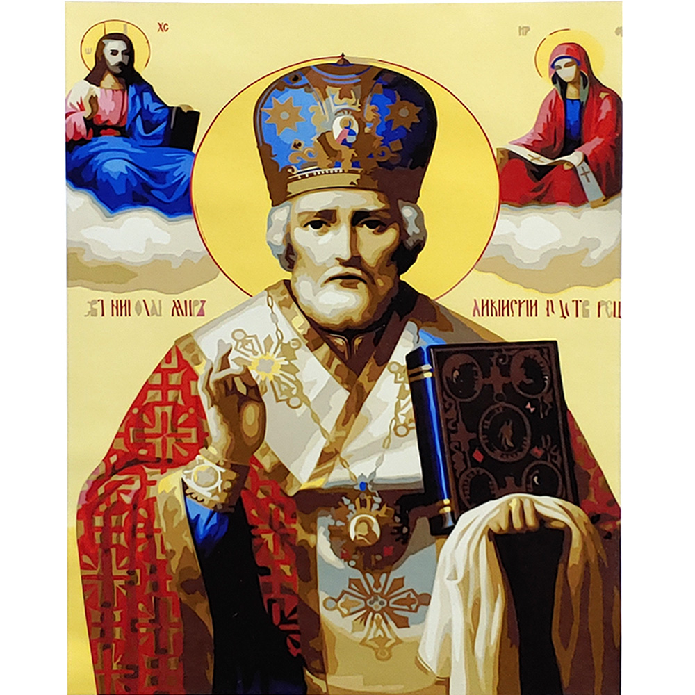Фото, Відеоогляди картина за номерами strateg преміум микола чудотворець з лаком розміром 40х50 см (sy6666)