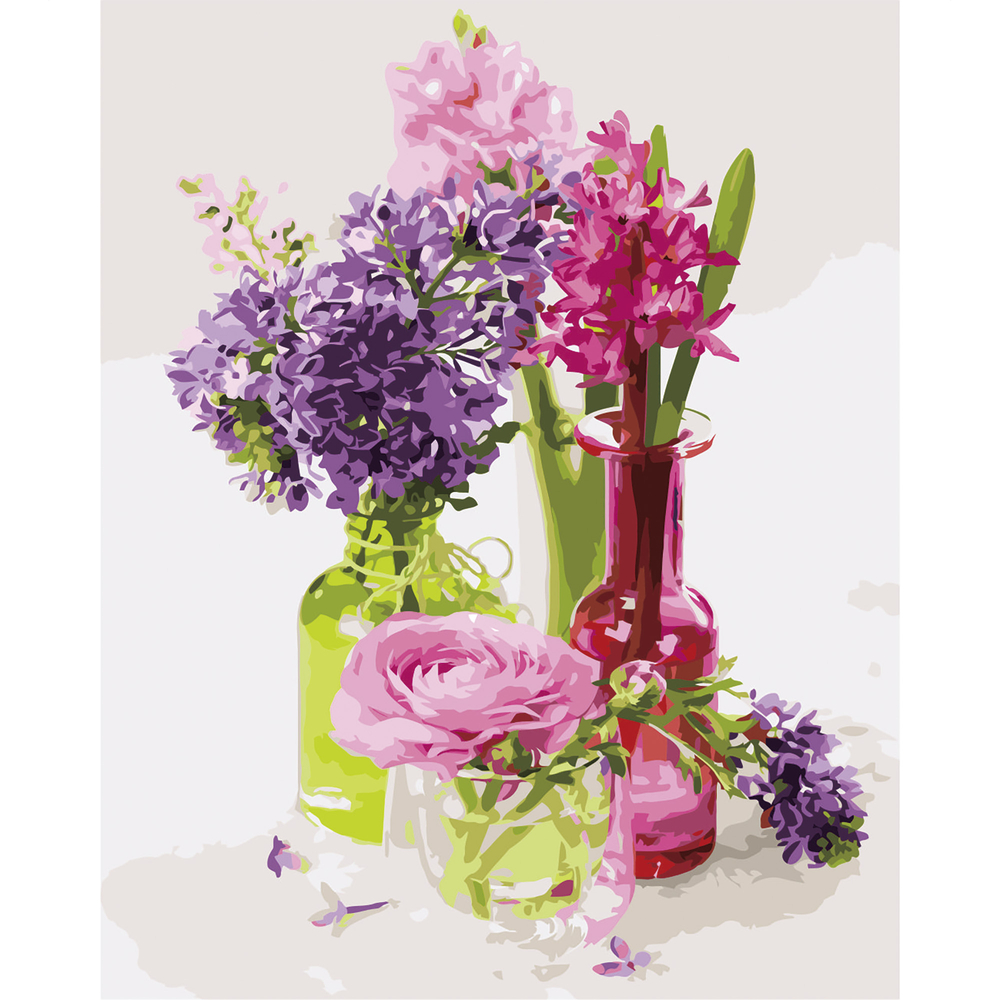 Фото, Видеообзоры картина за номерами strateg преміум різноманітність букетів з лаком розміром 40х50 см va-2656