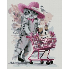 Алмазна мозаїка Strateg ПРЕМІУМ Дружній шопінг 40х50 см FA20227