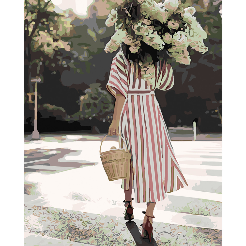 Фото, Відеоогляди картина за номерами strateg преміум дівчина з бузком з лаком розміром 40х50 см sy6059