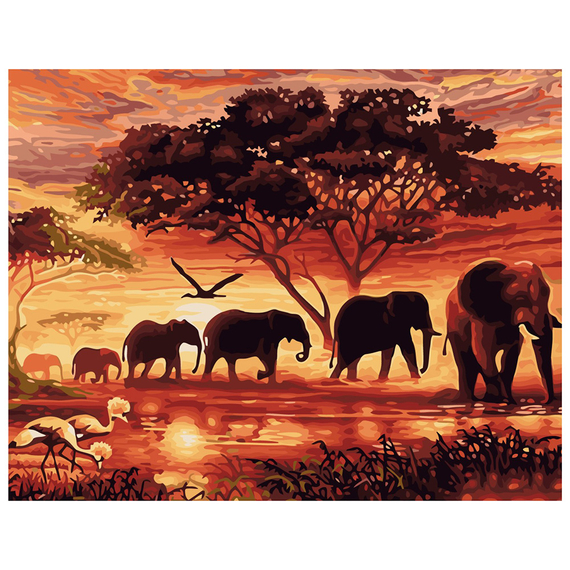 Картина за номерами Strateg ПРЕМІУМ Африка з лаком розміром 40х50 см VA-2104