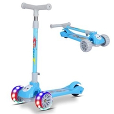 Дитячий триколісний самокат, з безшумними колесами і складною ручкою, Синій 806941